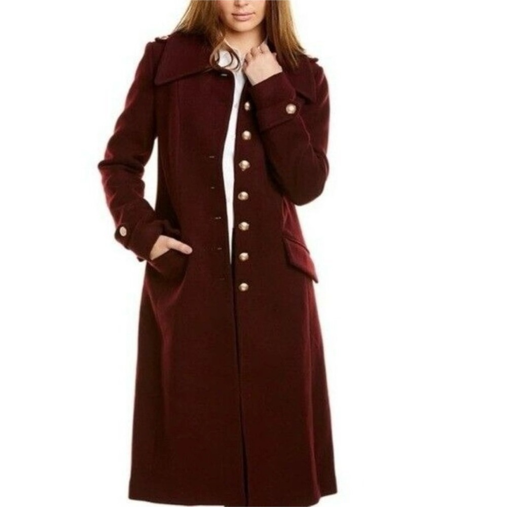 Avec Les Filles Wool Blend Burgundy Coat